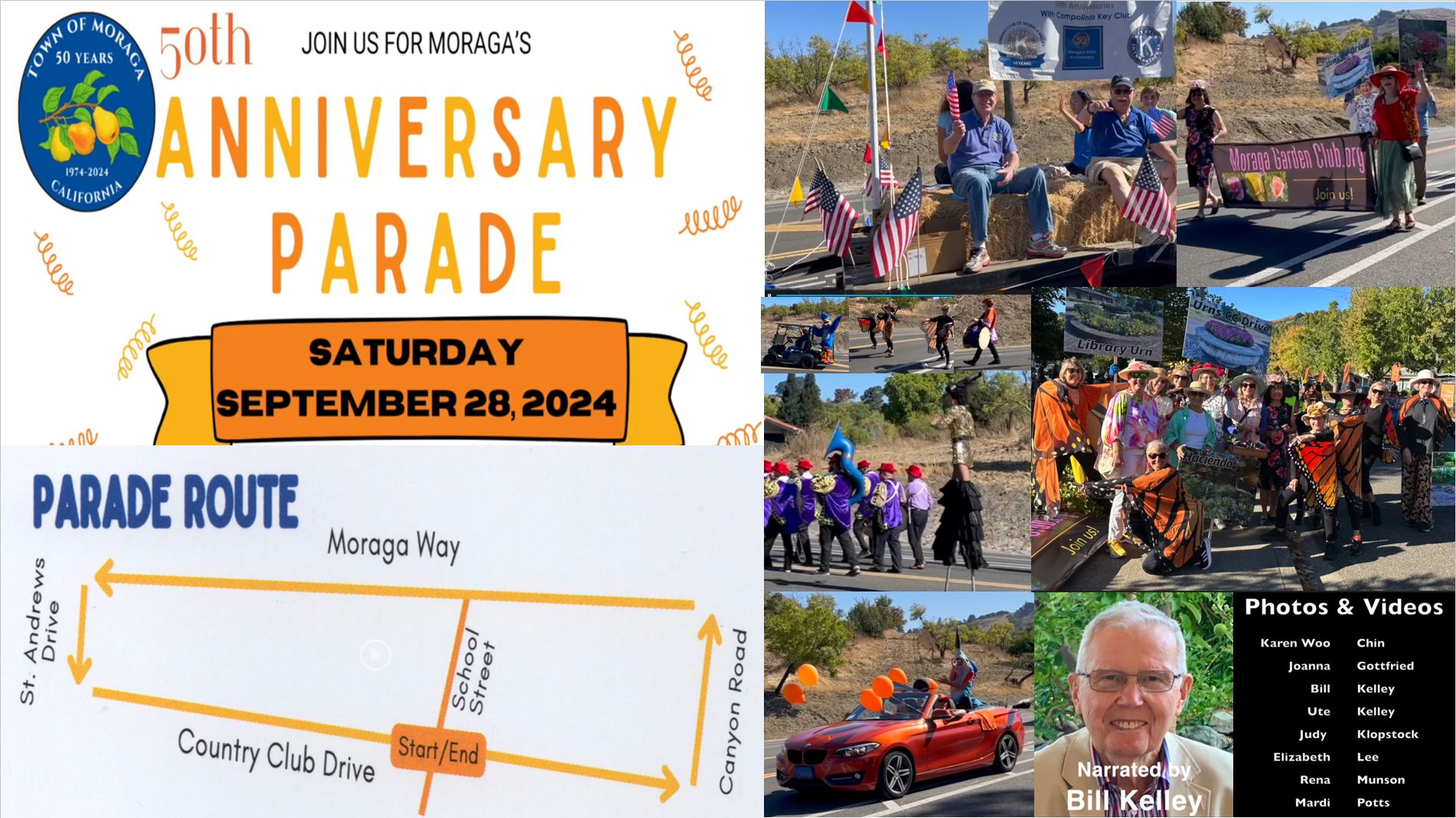 Collage of September 28 Moraga Parade video created by Bill Kelley